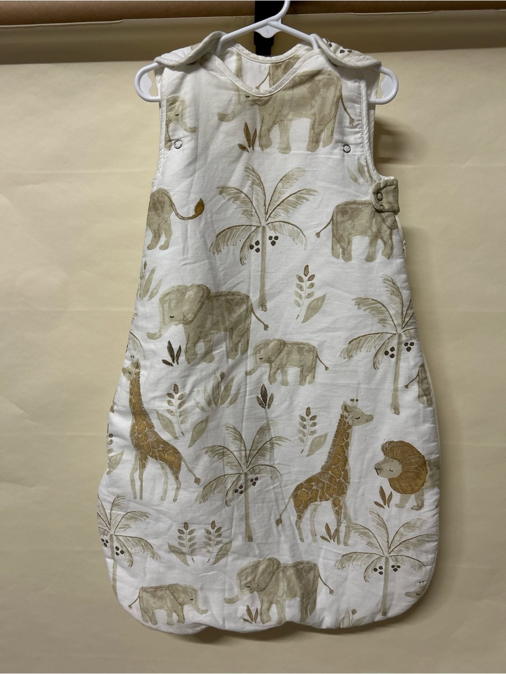 Neutral Safari Print Hooded Sleep Sack for Babies - Cream & Tan